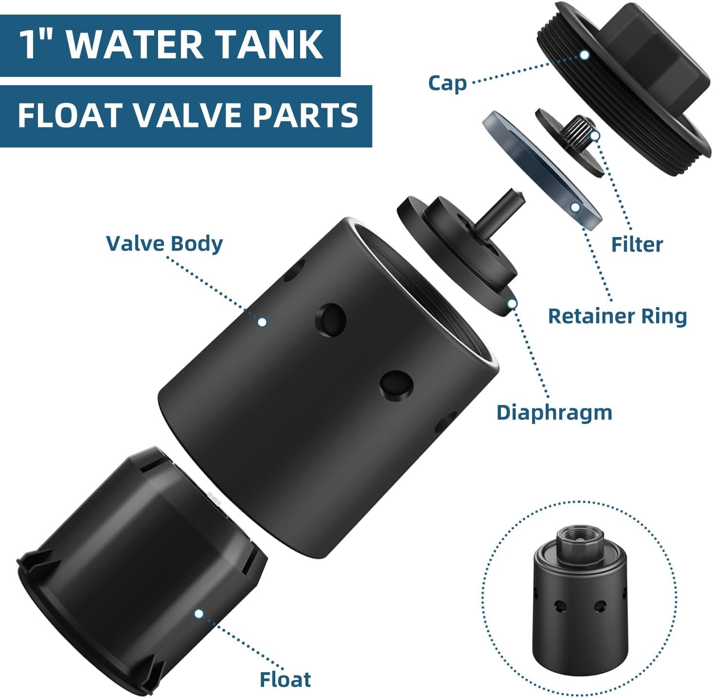 Water Tank Float Valve, Automatic Water Level Control FloatValve, WaterTrough Float Valve for Livestock, Pools, Ponds