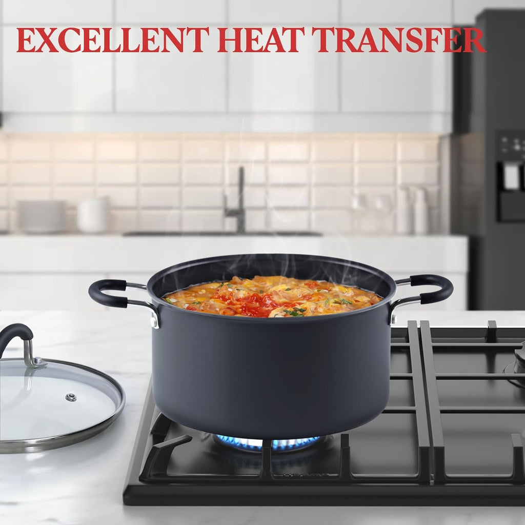 10 Quart Non Stick Stock Pot with Lid, Hard Anodized Cookware