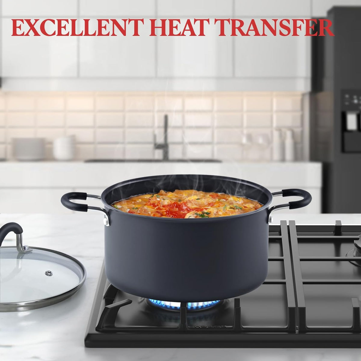 10 Quart Non Stick Stock Pot with Lid, Hard Anodized Cookware