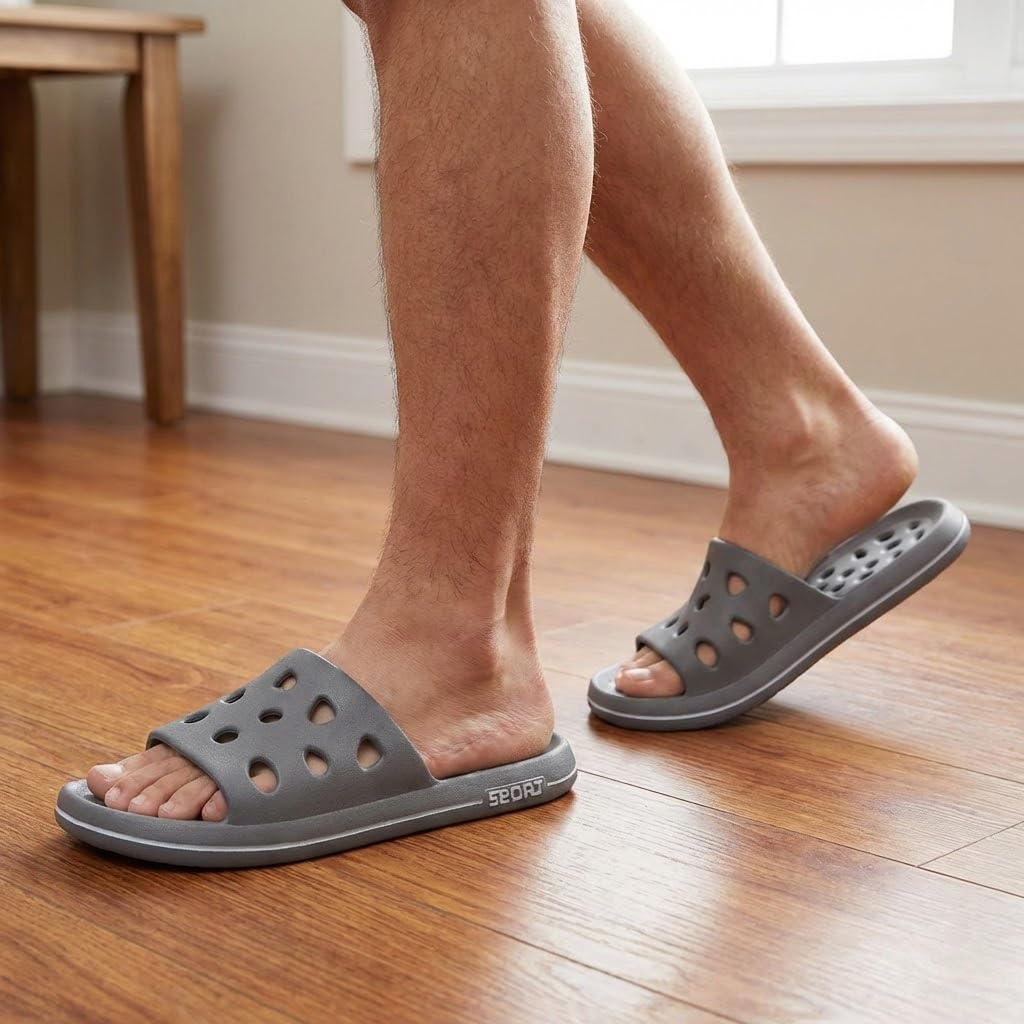 Shower Shoes for Women Men, Quick Drying Shower Sandals with Drain Holes