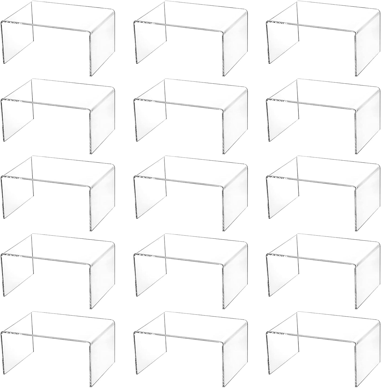 16 Pack Clear Acrylic Display Risers, 4.4" x 3.2" x 2.2" Display Stand for Figures, Buffets, Dessert, Cupcakes