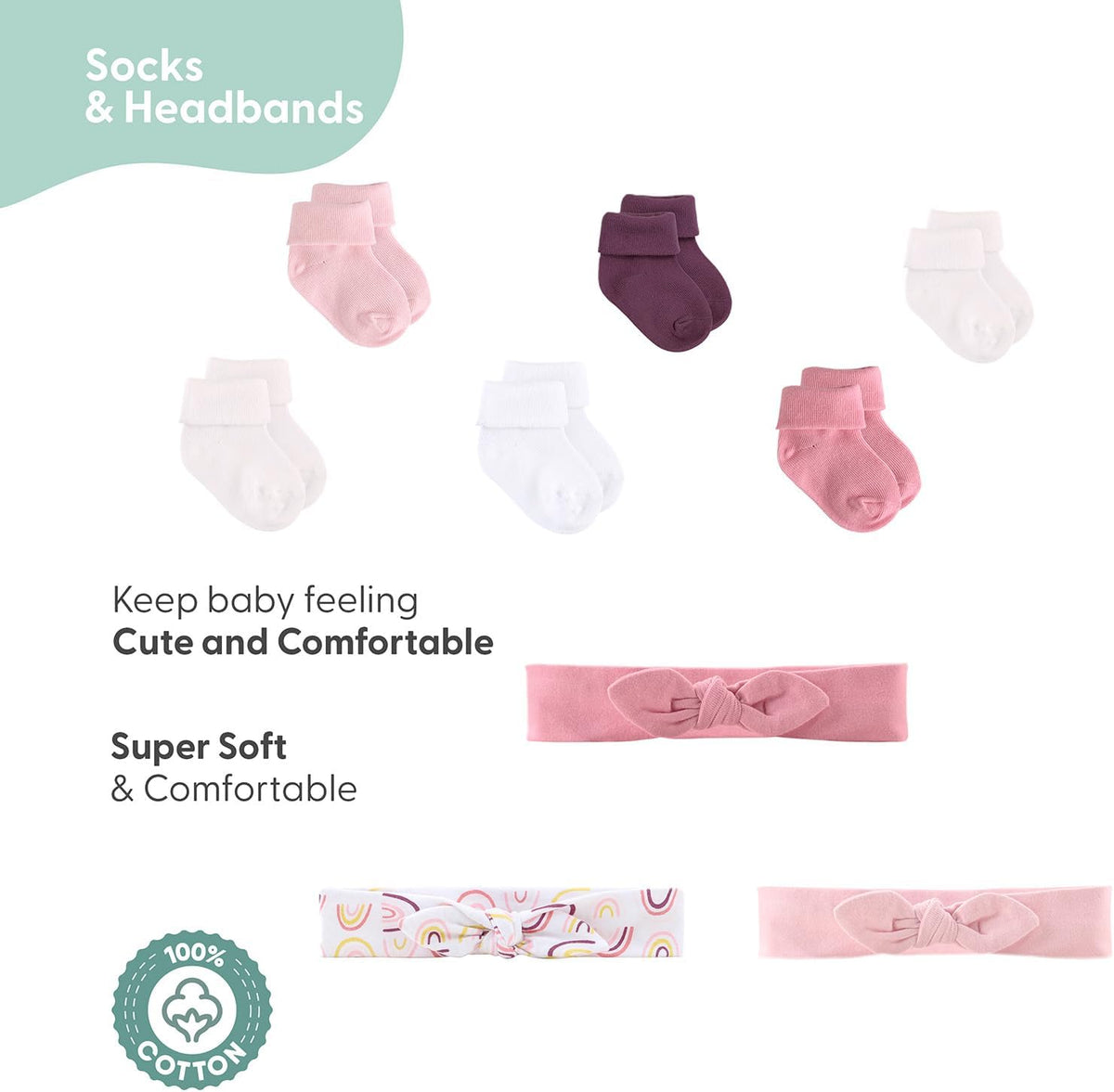 Baby Layette Gift Set for Girls - 23 Piece Newborn Girl Gift Sets, Baby Clothes & Essentials - Rainbow Safari