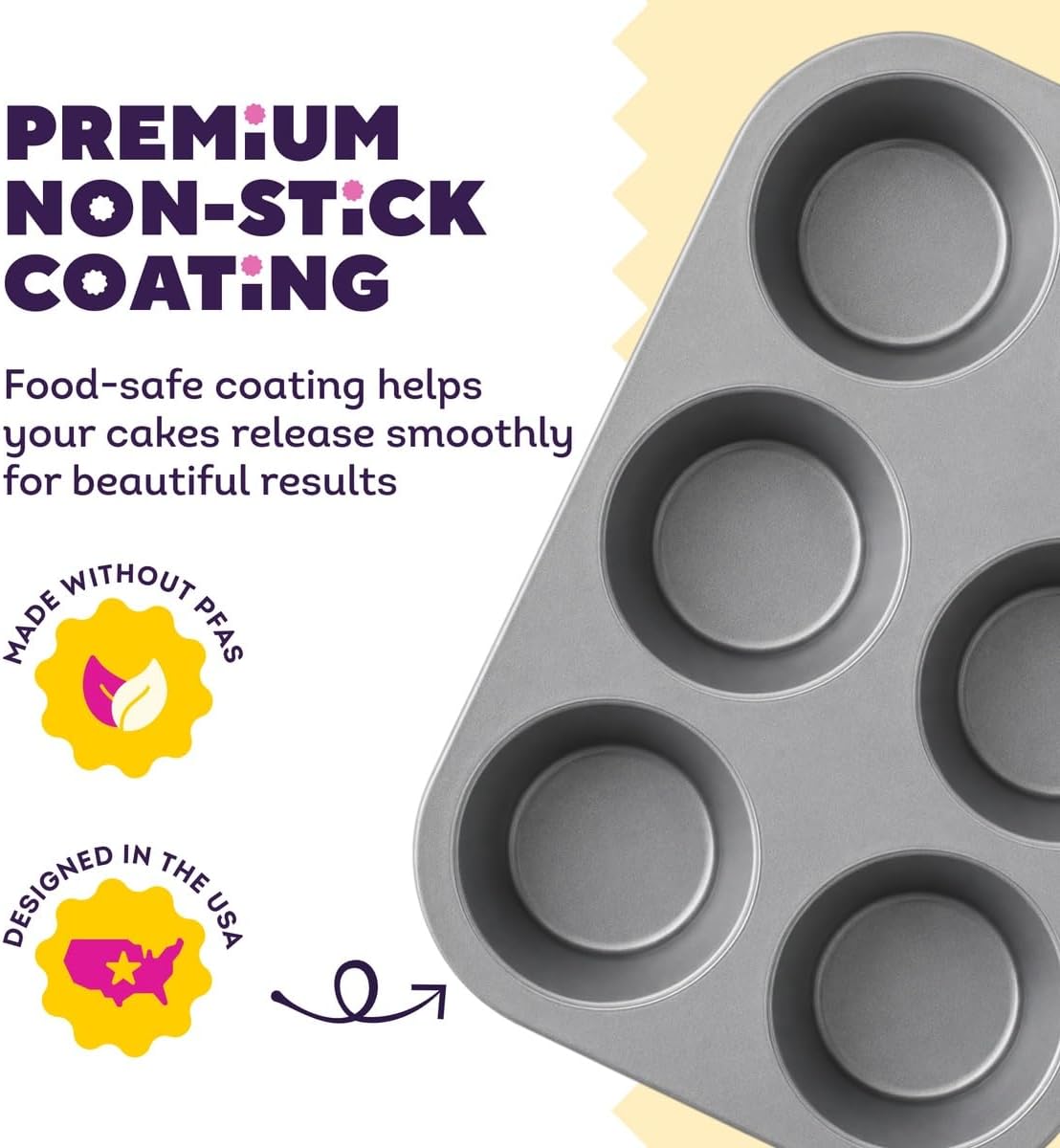 Everyday Non-Stick Jumbo Muffin Pan, Made Without PFAS, 6-Cup