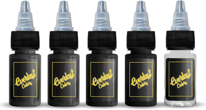 Everlast Tattoo Ink - Fader Greywash Tattoo Ink Set with Clear Wash 1oz