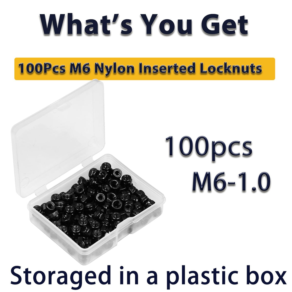 M6 Locknuts Nylon Inserted Hex Lock Nuts for Patio Furniture M6 Bolts