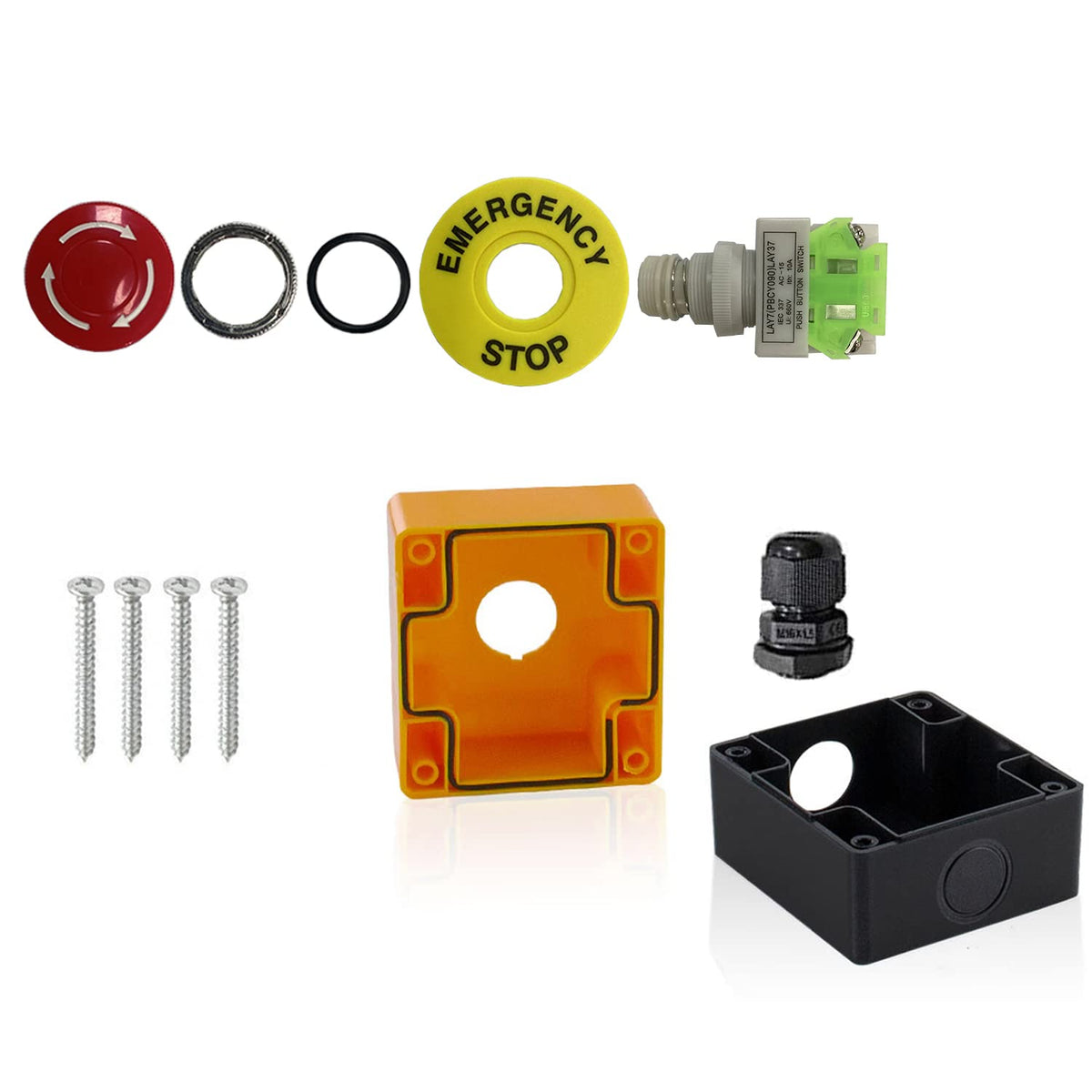 Emergency Stop Push Button Switch,1 NC Waterproof IP65 AC 660V 10A