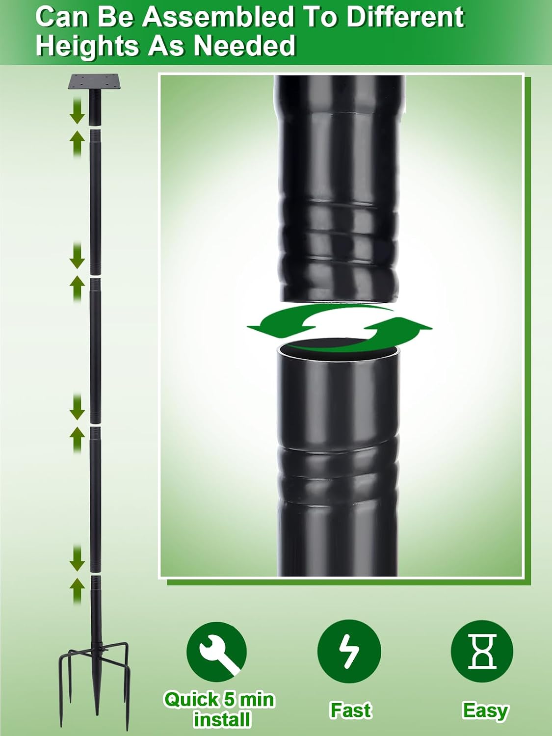 Bird Feeder Pole for Outdoors - 68" Adjustable Bluebird House Stand with 5-Prong Anchor, Heavy Duty Outside Smart