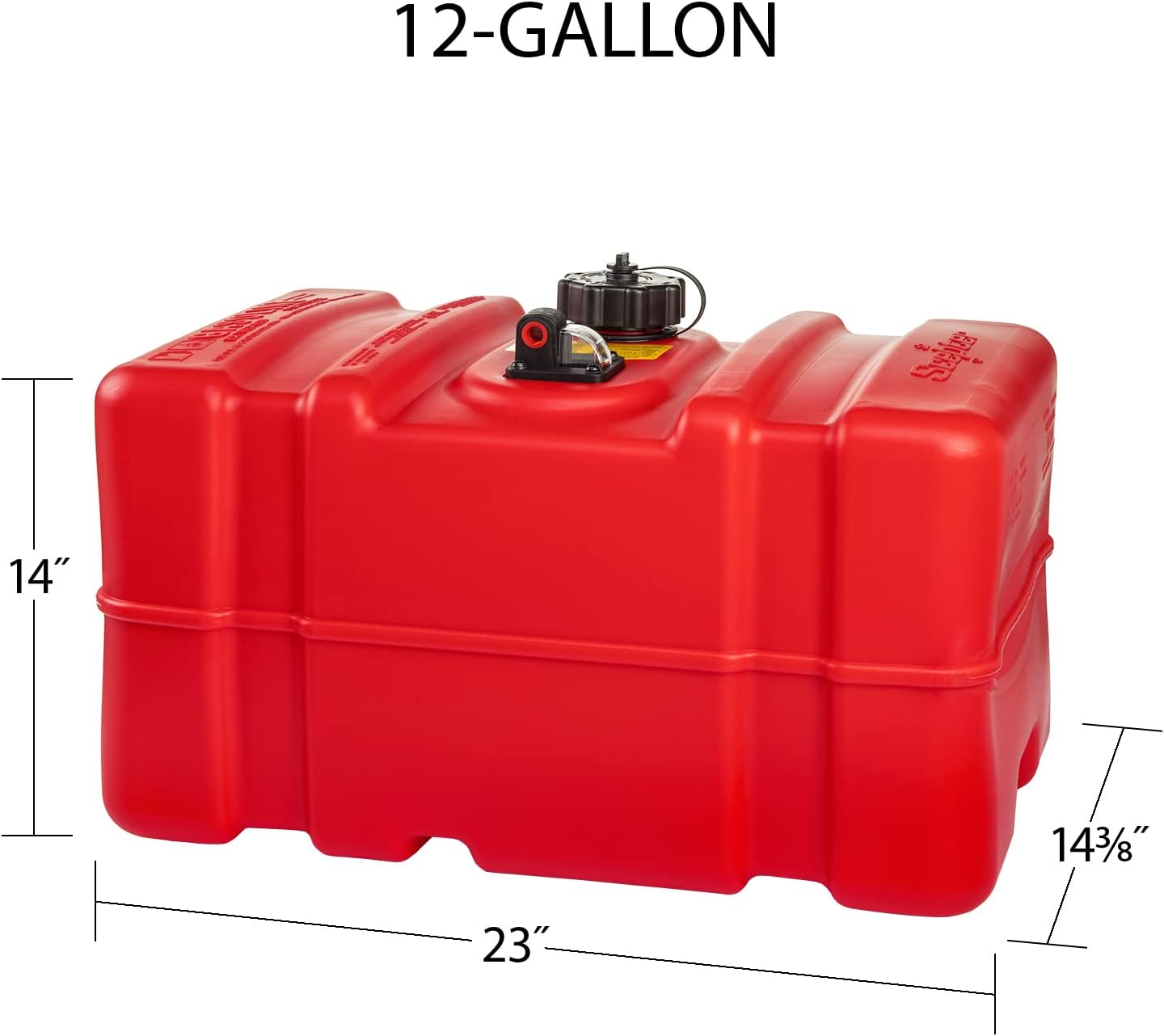 12 Gallon Portable Marine Gas Can, Large Capacity Boat Fuel Tank | Tall Profile, 2-Way Vented Cap, Built-In Fuel