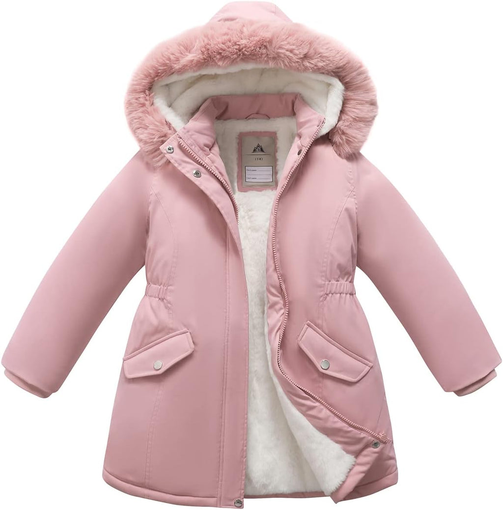 Girls Long Waterproof Winter Coat Kids Warm Hooded Parka | Waterproof puffer keeps girls dry. Fleece-lined.