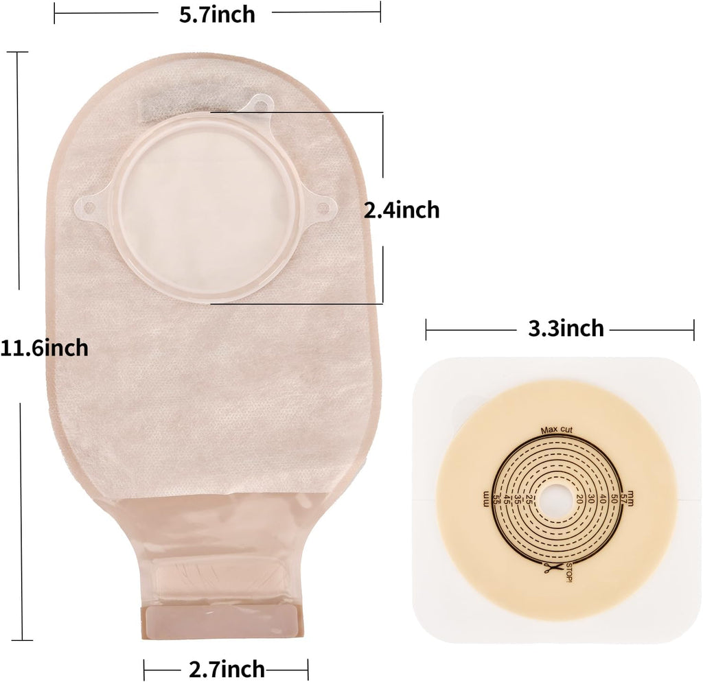 Colostomy Bags 21 Pcs 2-Piece Drainable Pouch Cut to Fit 20-57mm