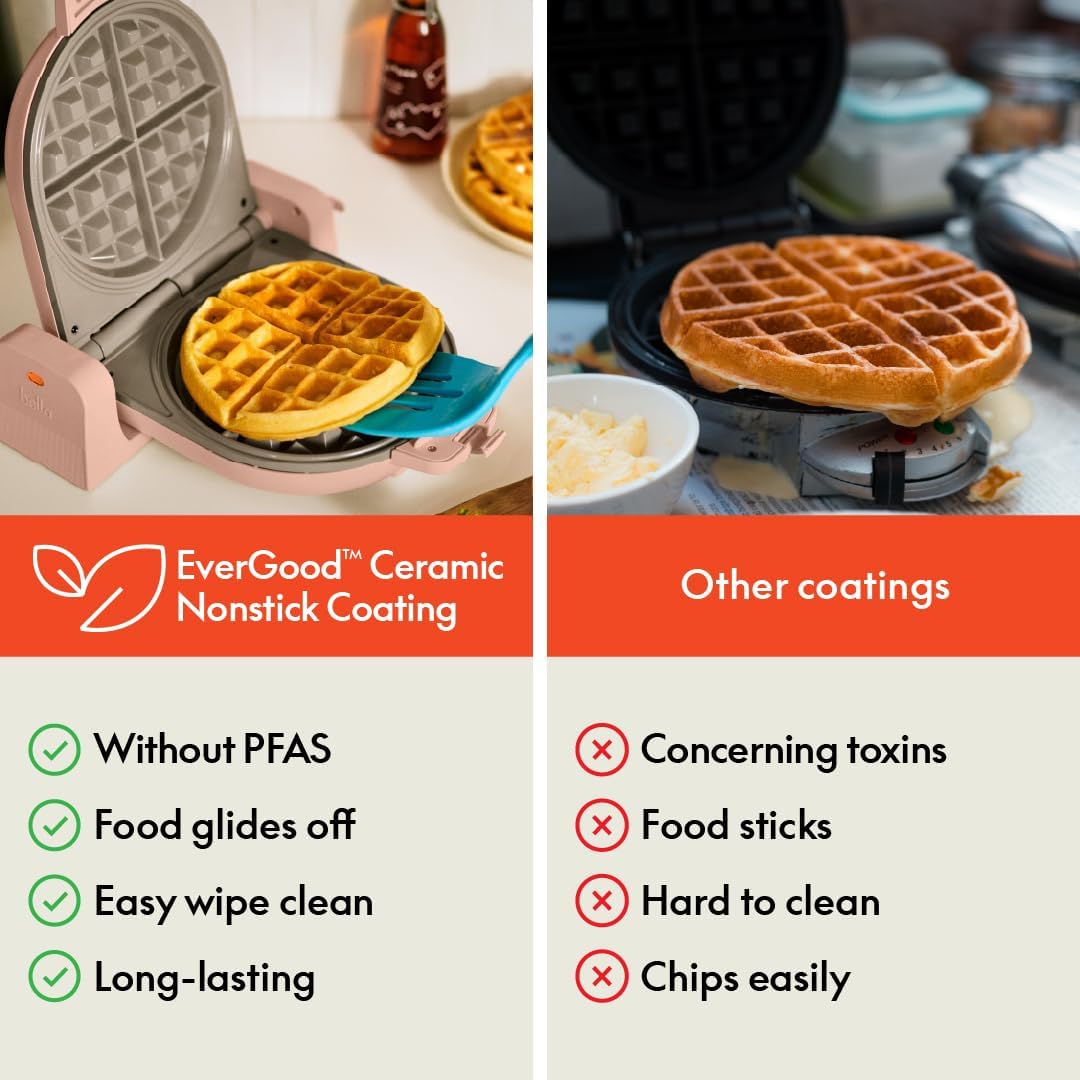 Fits-Anywhere Flip-n-Store Non-Toxic Belgian Waffle Maker, Blossom