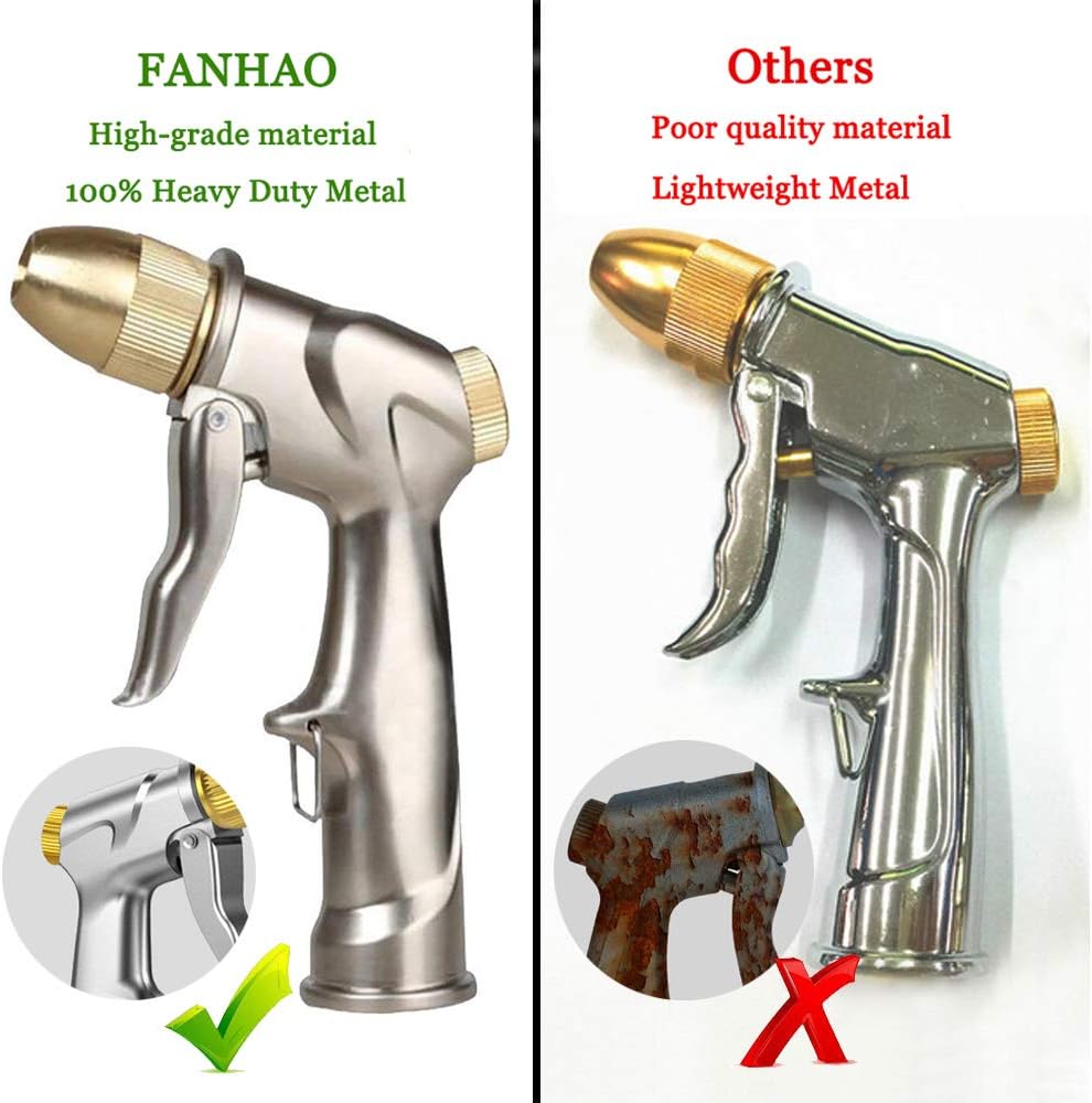 Upgraded Garden Hose Nozzle Sprayer, 100% Heavy Duty Metal Handheld Water Nozzle High Pressure in 4 Spraying Modes