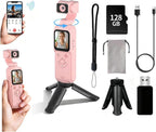 4K Handheld Camera with WiFi,Outdoor Pocket Gimbal Vlogging Camera,330° Rotating Lens Handheld Camcorder,64MP Fast
