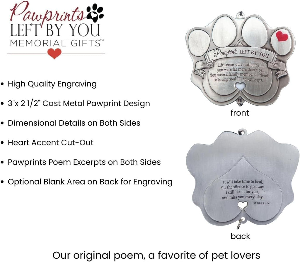 Metal Remembrance Wind Chime - 19 in | Dog & Cat Memorial Gifts for Loss of Pet | Pet Memorial Wind Chime - Includes