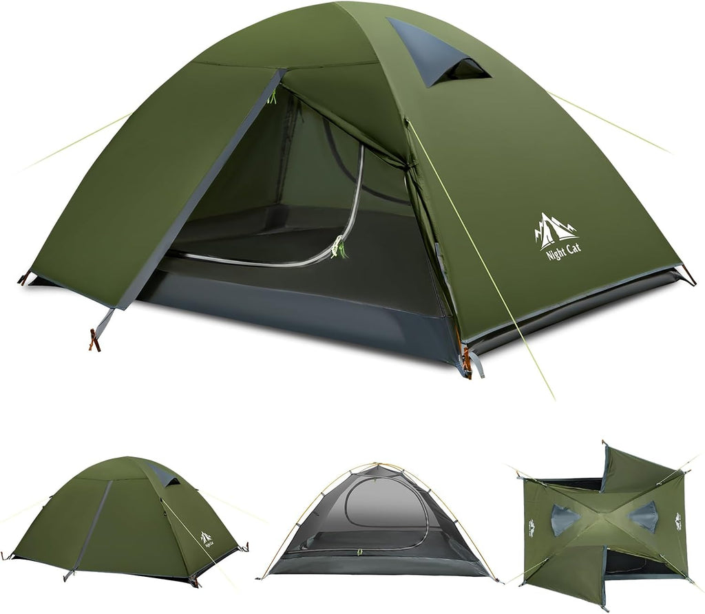2-Persons Backpacking Tent: Waterproof Lightweight Camping Tent for Two People Hiking Outdoor Mountain with Aluminum