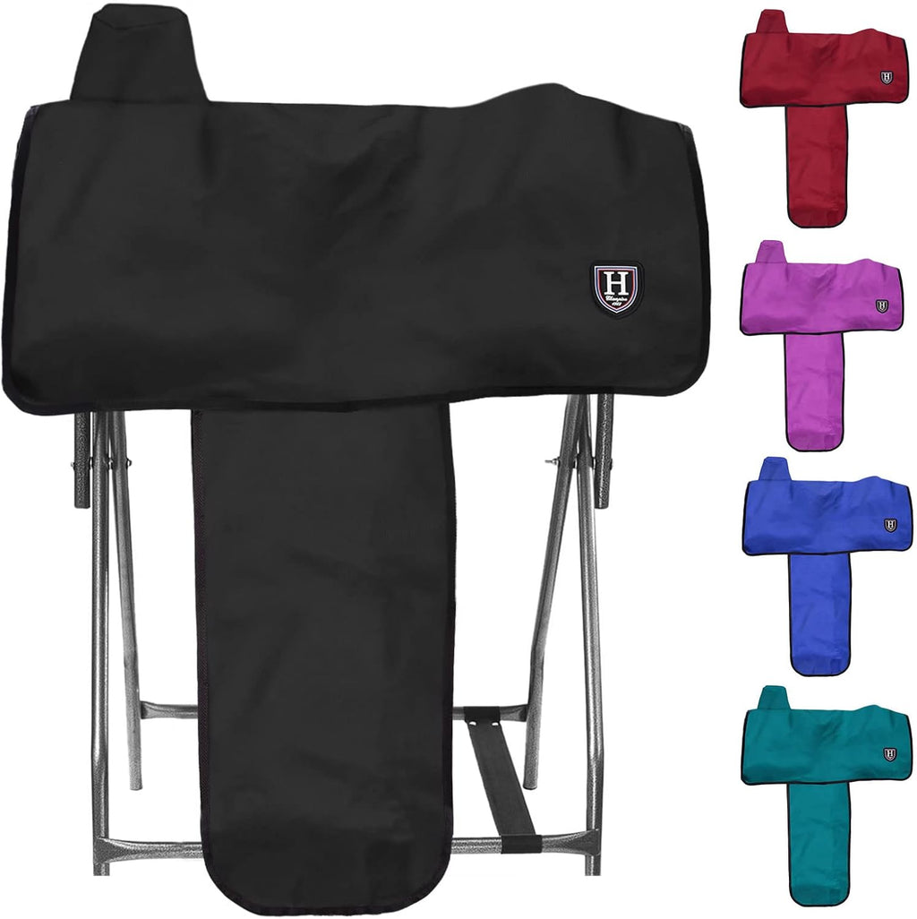 Long-Lasting 6 Elastic Straps 600 Denier Waterproof Western Saddle Cover-Black
