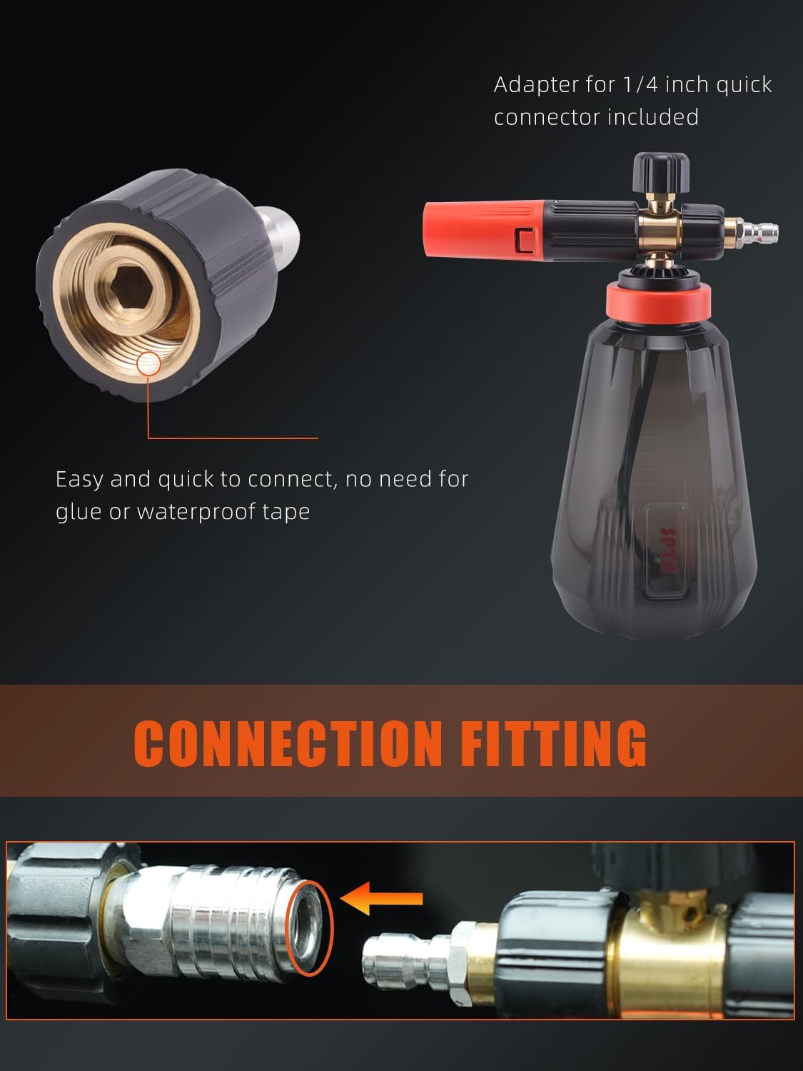 Foam Cannon (Thicker Snow Foam Technology) with 1/4 Inch Quick Connector for Pressure Washer (Wide Mouth), 34 Oz