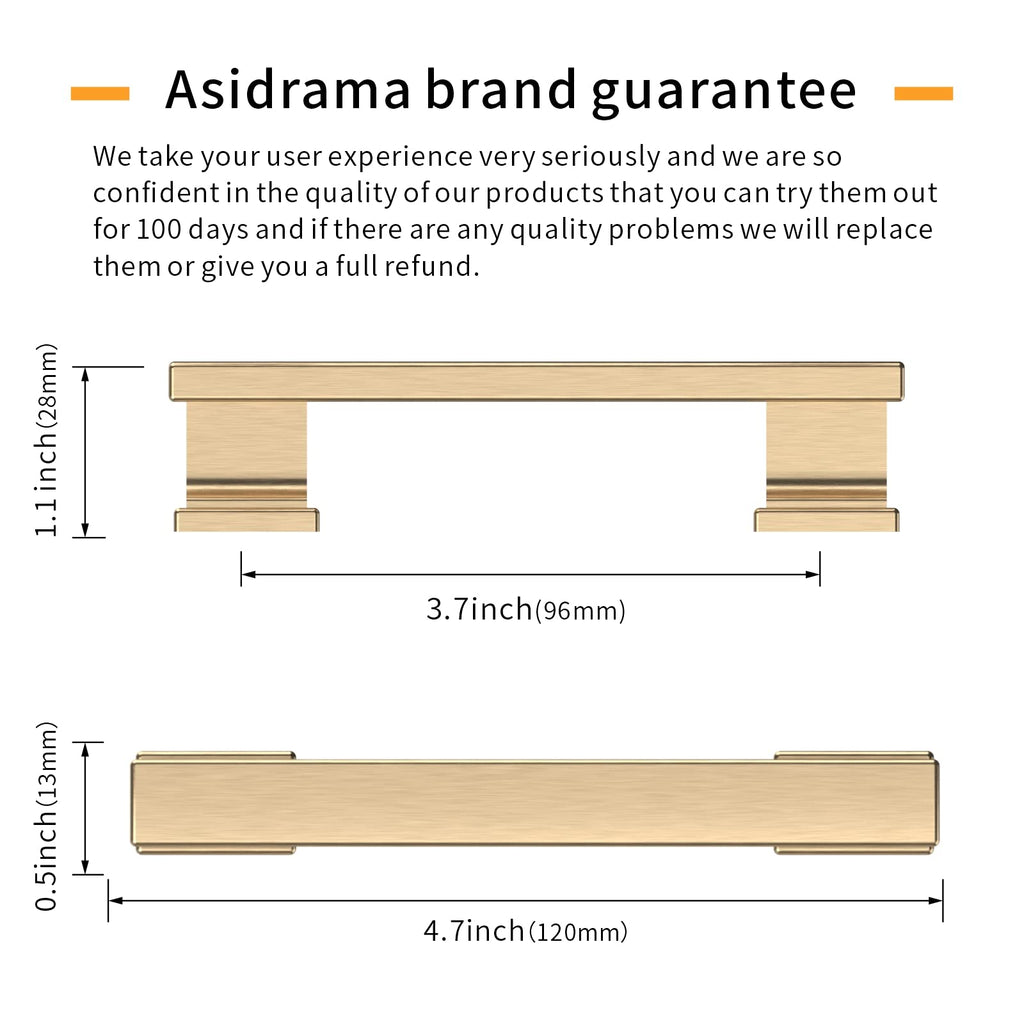 10 Pack 3.75 inch Brushed Brass Kitchen Cabinet Handles