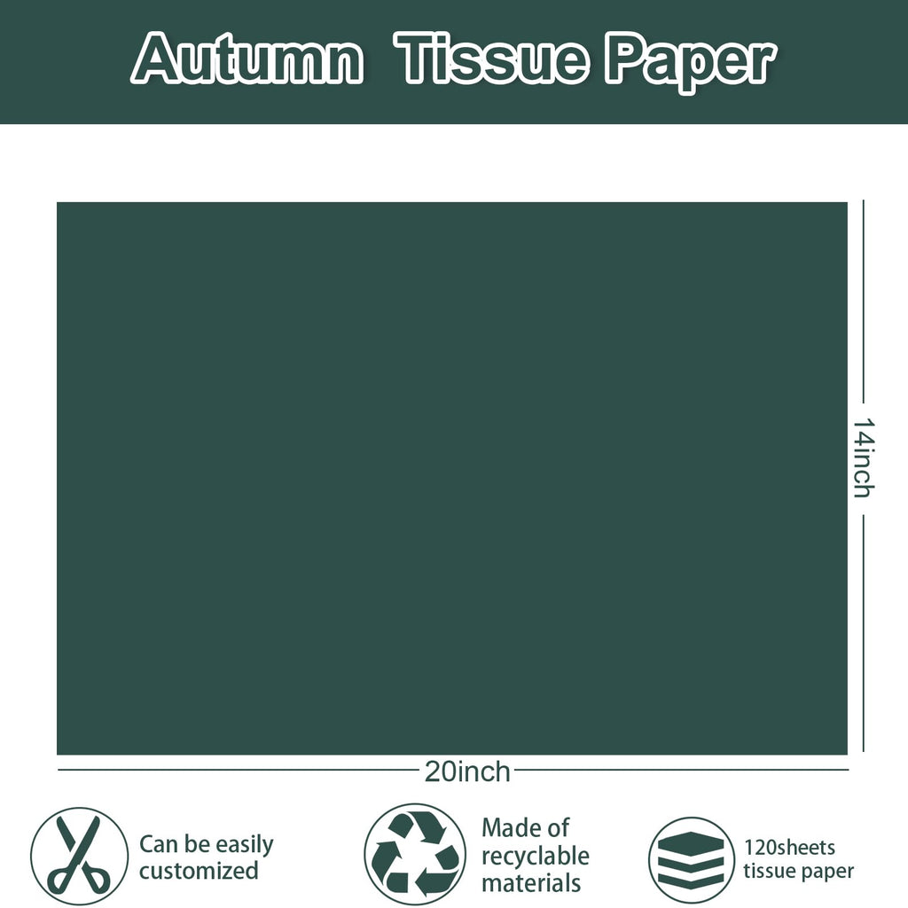 120 Sheets Boho Fall Tissue Paper 6 Colors Sage Green Orange Brown Wrapping Paper for Autumn Thanksgiving Party DIY
