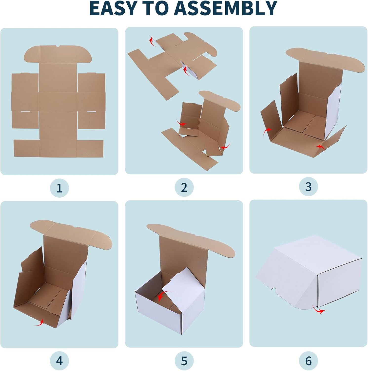 50 Pack 7x5x4 Shipping Boxes for Small Business Packing, White Corrugated Cardboard Mailer Boxes for Shipping Mailing