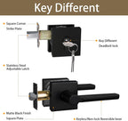 Keyed Deadbolt Lock with Passage Lever Handle Set