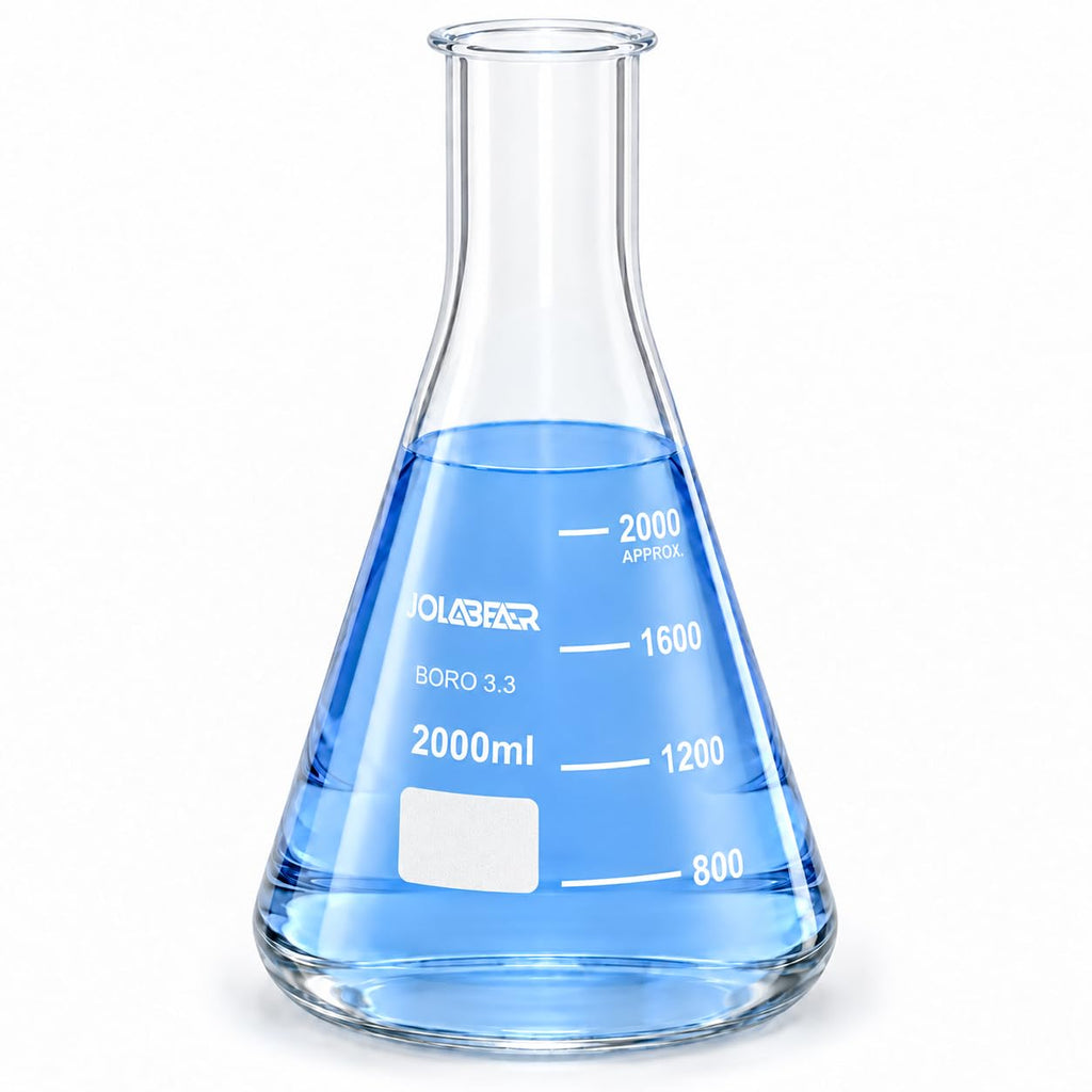 2000 mL Erlenmeyer Flask, 3.3 Borosilicate Glass, Narrow Mouth