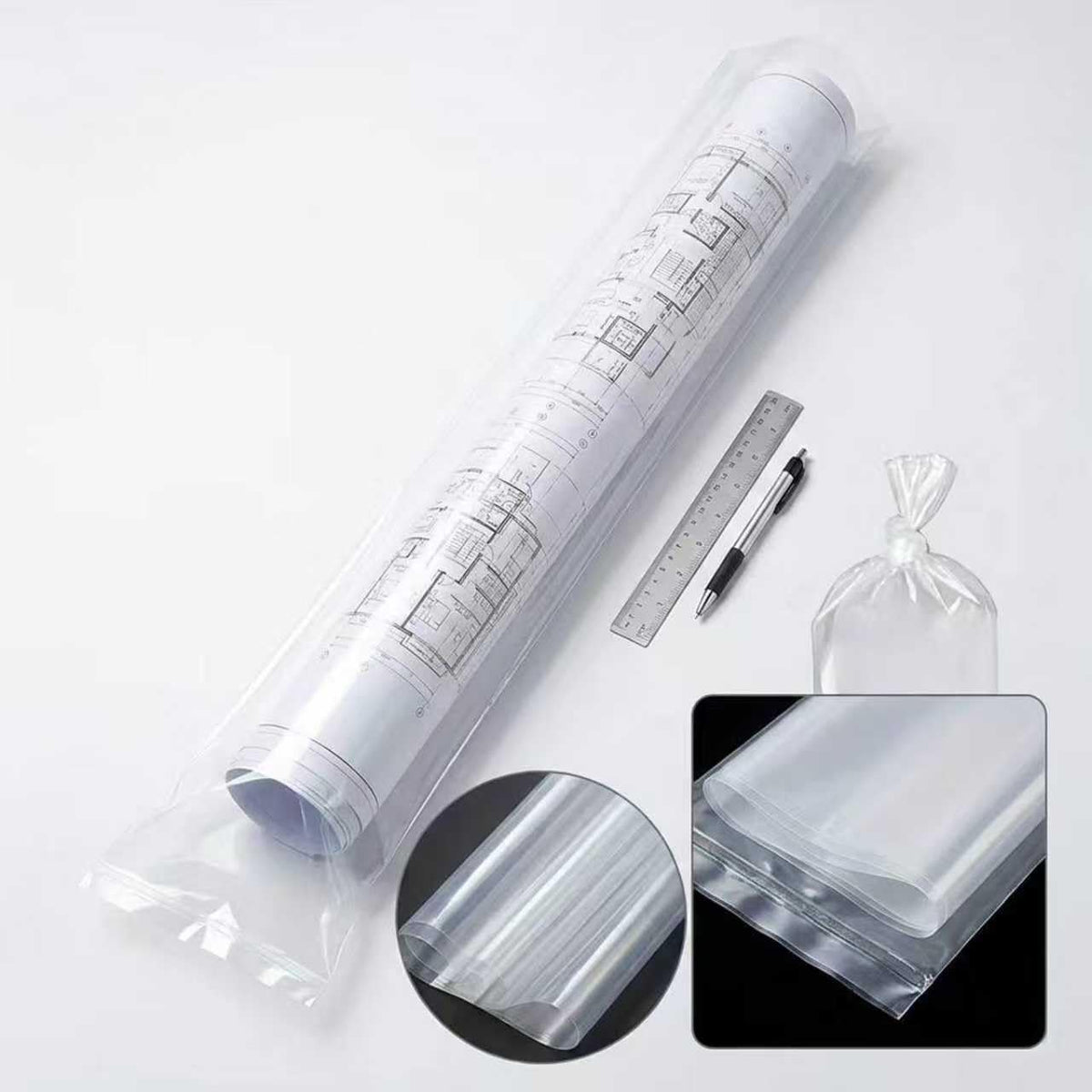 Clear Plastic Sleeves 4x40 Inch, 100 Pack Poster Poly Bags