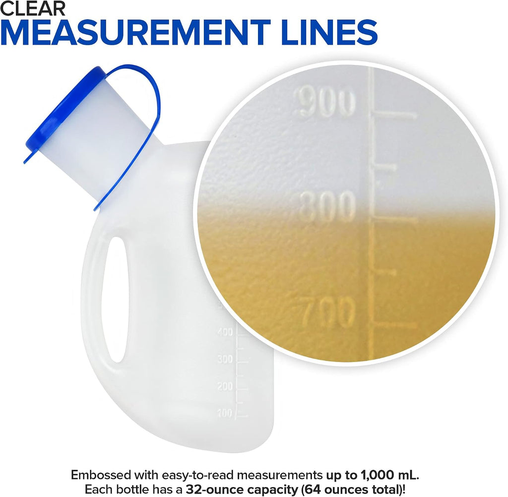 Unisex Urinal Bottle (1 Pack) - Portable Urinal for Women & Men - Female Urinal with Lid - 32 Oz Female Urination