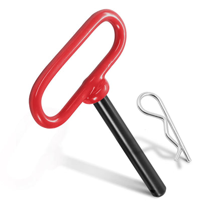 2pcs Trailer Hitch Pin 1/2 x 3-5/8 Inch, Tractor Hitch Pin with R-Clip Pin for Lawn Mower, Tractor, Trailer - Red Handle