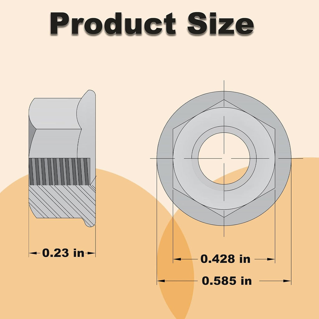 50pcs 1/4-20 Serrated Flange Hex Nuts, 1/4" Hexagon Flange Nuts