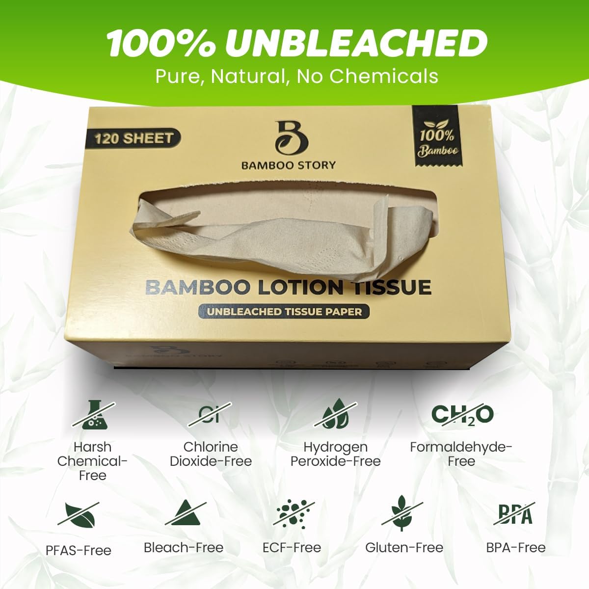 Bamboo Lotion Facial Tissue Unbleached, 6 Box 3ply and 720 Sheets, Bamboo Facial Tissue - FSC Certified