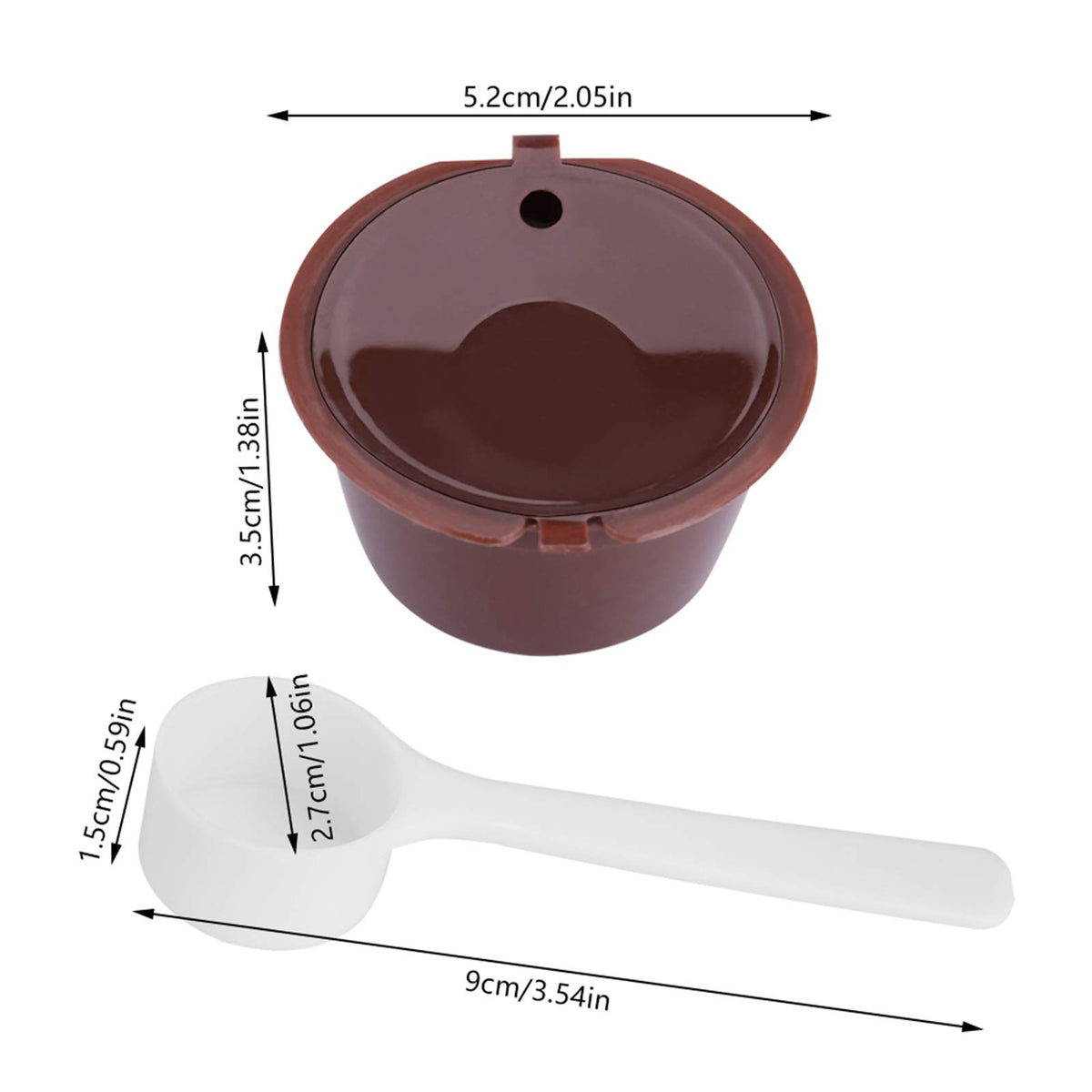 5Pcs Refillable Coffee Filter Set Compatible with Dolce Gusto Coffee Capsule Compatible with Nescafe Dolce Gusto Reusable Capsule With Spoon(Brown)