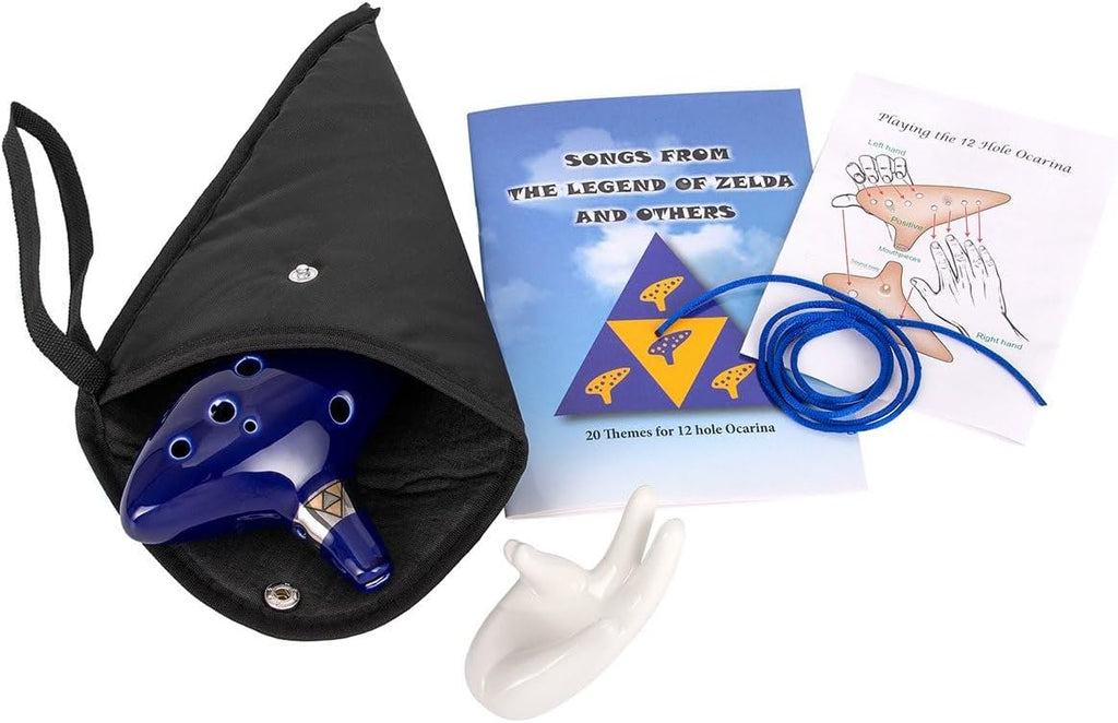 Zelda Ocarina 12 Hole Alto C with Song Book (Songs From the Legend of Zelda) with Display Stand Protective Bag