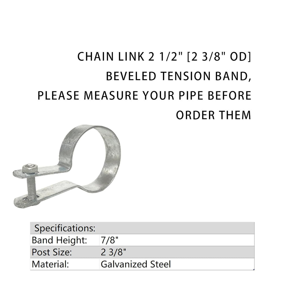 2-3/8" Tension Band for Chain Link Fence,Heavy Duty Chain Link Brace Band Use for attaching Chain Link Fence Rails