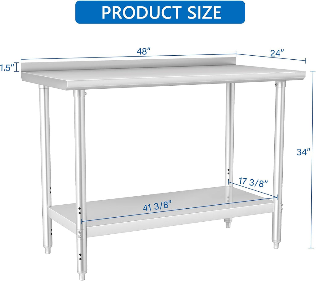 Hardura Stainless Steel Prep Table 24x48 Inch