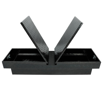 70" Aluminum Crossover Truck Tool Box, 70 x 20 x 13 Inch Gull Wing Cross Bed Storage Box with Keys & Latche, Low