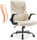 Ergonomic Office Chair - Heavy Duty Task Desk Chair with Flip-up Armrest, PU Leather, Height Adjustable & Swivel