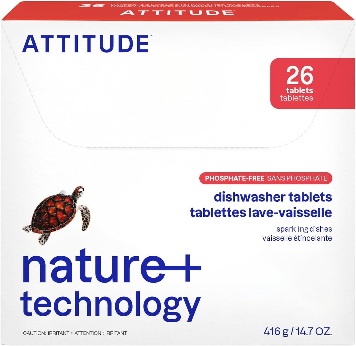 ATTITUDE Dishwasher Pods, Unscented, Plant-Based Tablets, 26 Count