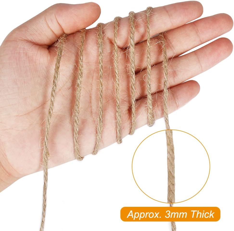 656ft 3mm Jute Garden Twine Heavy Duty for Plant Supporting