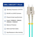 OM4 SC to LC Multimode Fiber Patch Cable 10M/33ft