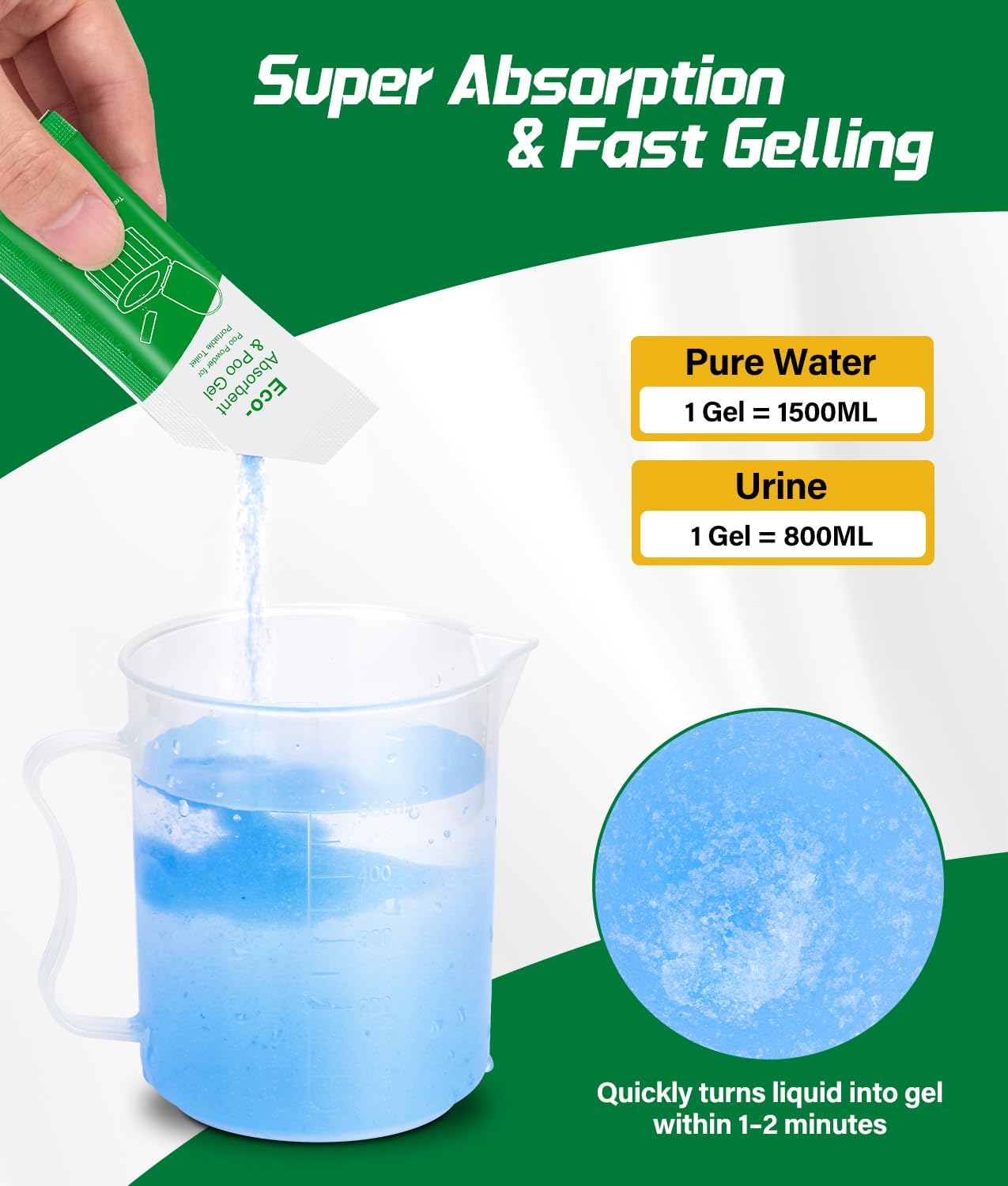40 Portable Toilet Bags with 40 Poo Gel Set | 12 Gallon Camping Toilet Bag with Eco Super Absorbent Power,Emergency