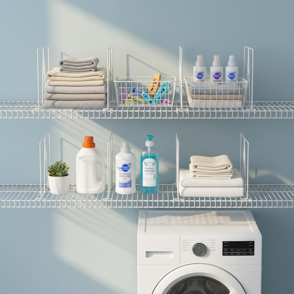 Wire Shelf Dividers, White, 12" Deep, 12" Height, 8 Pack