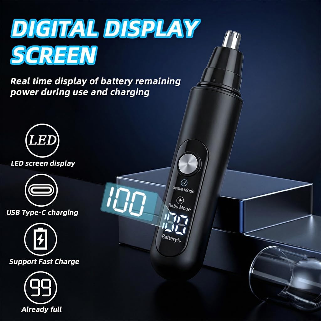 Ear & Nose Hair Trimmer, Professional Painless Eyebrow and Facial Hair Trimmer for Men and Women, C-Type