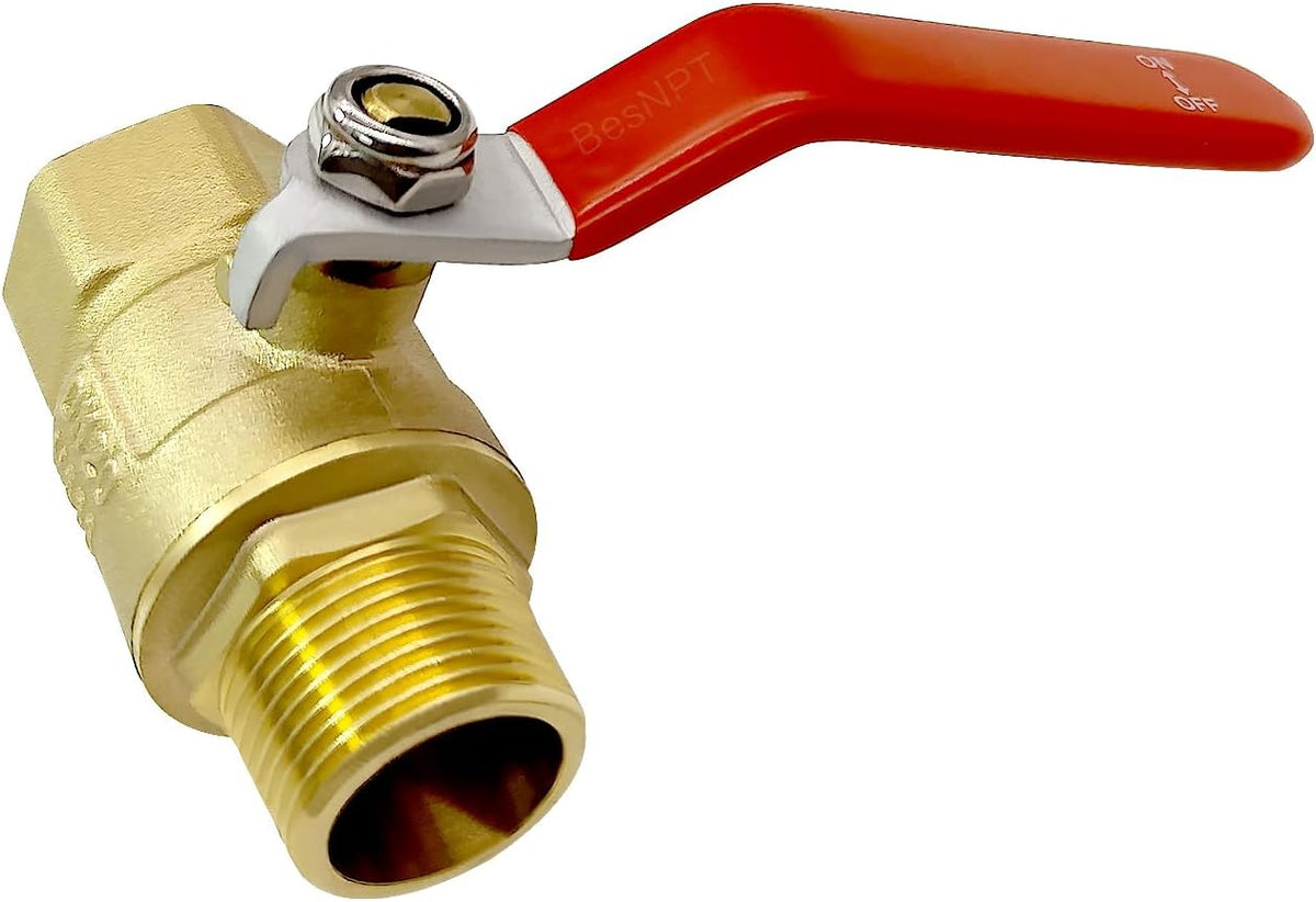Brass 3/4" NPT Male to 3/4" NPT Female Shut-Off Ball Valve
