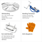 Banding Strapping Kit - Stainless Steel Banding Coil (3/4" x 100ft x 0.03") & Ear-Lokt Buckles (100pcs) - Silver