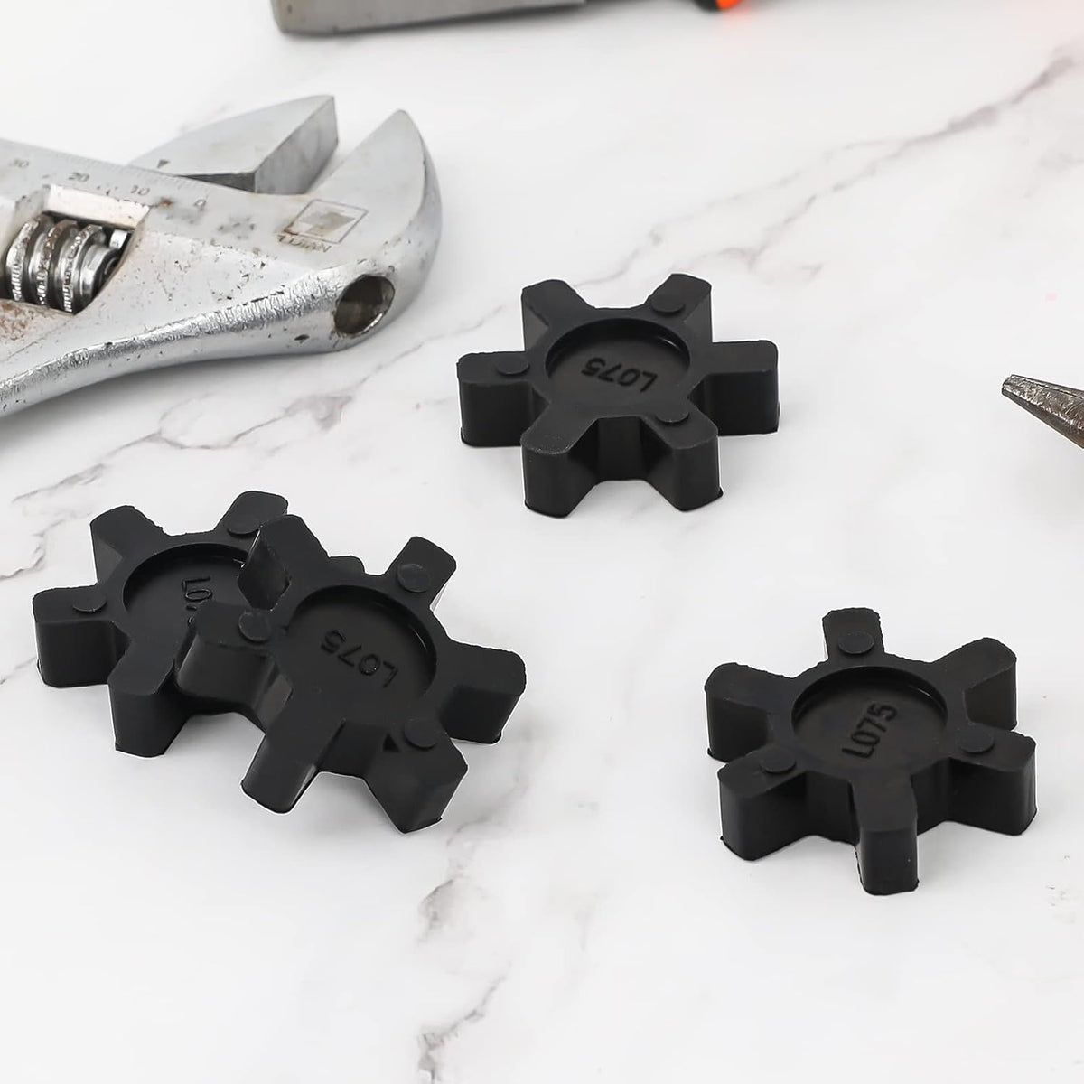 L075 Flexible NBR Rubber Spider Center Insert, 4 Pack Solid Coupling Pad Bumper Spider Center Inserts for L075 L Jaw Coupling Set