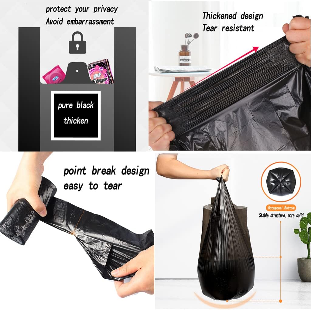 100 Count 4 Gallon Small Black Trash Bags, Durable PE Material, Handles, Breakpoints, 46x60cm