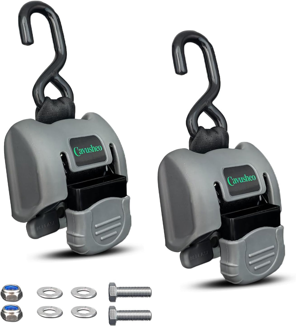 2Pack Retractable Boat Transom Tie Down Straps 2" x 43" 2500 lbs Strength