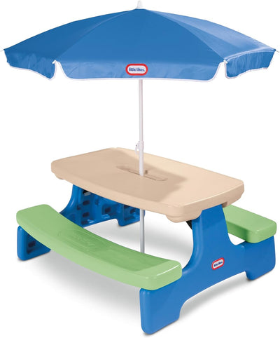 Easy Store Picnic Table with Umbrella, Multi Color, 42.00''L x 38.00''W x 19.75''H