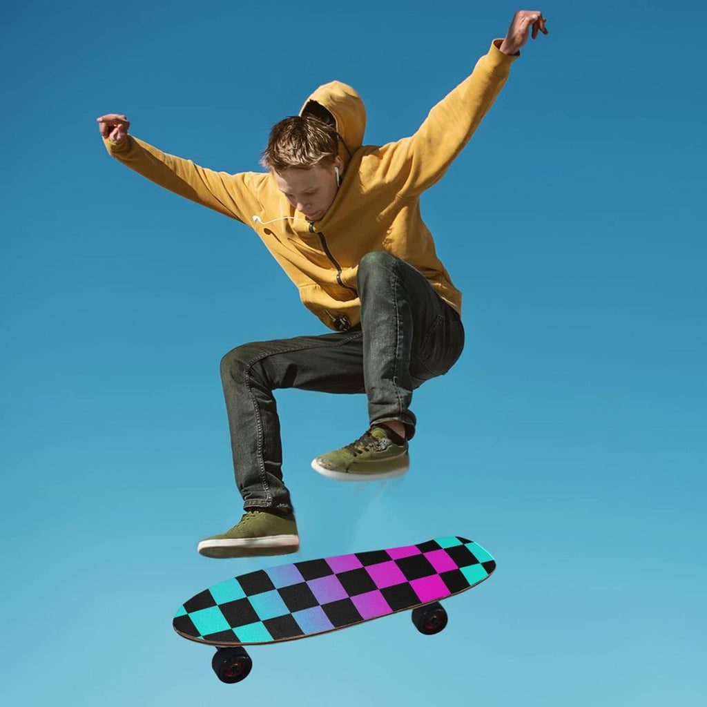 Checkboard Colorful Black Plaid Skateboard Grip Tape Non Slip 33.1"x9.1" Longboard Grip Tapes Scooter Griptape Sheet